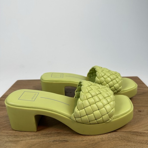 Dolce Vita Shoes - Womens Dolce Vita Goldy Green Faux‎ Leather Braided Slip On Heels Sandals Size 8